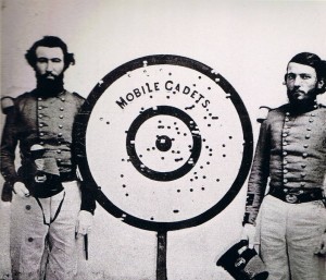 The Mobile Cadets at target practice in the 1850s