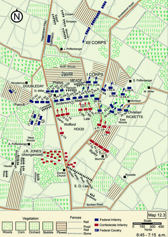 Map 12.3 Hood Attacks the Cornfield at Antietam, Maps of Antietam, Gottfried