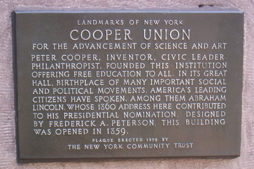Cooper Union Historical Marker